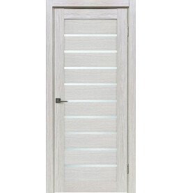 Дверь межкомнатная Х-2 Экошпон, Белая лиственница, остекленная, сатинат белый, царговая