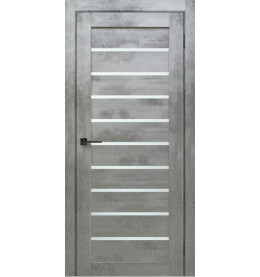 Дверь межкомнатная Х-2 Экошпон, Бетон светлый, остекленная, сатинат белый, царговая