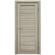 Дверь межкомнатная Х-2 Экошпон Кремовая лиственница, остекленная, гранит бронза, царговая