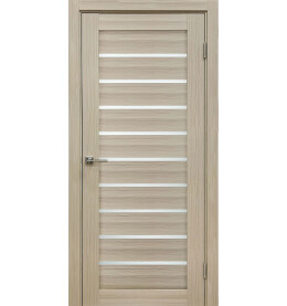 Дверь межкомнатная Х-2 Экошпон, Кремовая лиственница, остекленная, сатинат белый, царговая