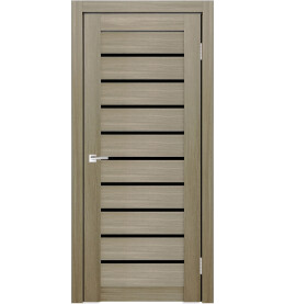 Дверь межкомнатная Х-2 Экошпон, Неаполь, остекленная, лакобель чёрный, царговая