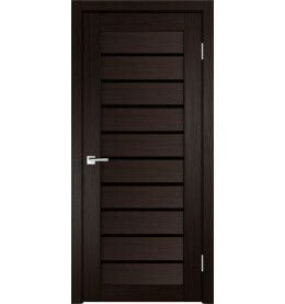 Дверь межкомнатная Х-2 Экошпон, Венге, остекленная, лакобель чёрный, царговая