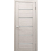 Дверь межкомнатная Х-3 Экошпон Белая лиственница, остекленная, сатинат белый, царговая