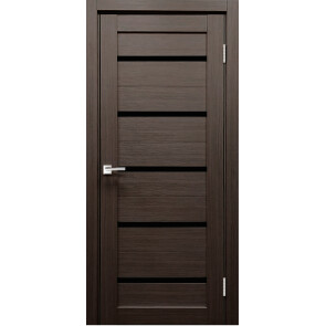 Дверь межкомнатная Х-3 Экошпон Грей, остекленная, лакобель чёрный, царговая