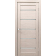 Дверь межкомнатная Х-3 Экошпон Кремовая лиственница, остекленная, сатинат белый, царговая
