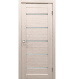 Дверь межкомнатная Х-3 Экошпон, Кремовая лиственница, остекленная, сатинат белый, царговая