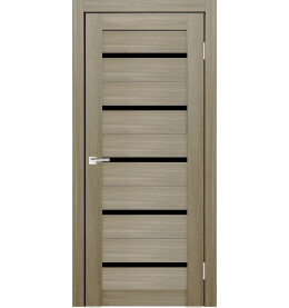 Дверь межкомнатная Х-3 Экошпон, Неаполь, остекленная, лакобель чёрный, царговая