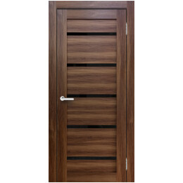 Дверь межкомнатная Х-3 Экошпон Орех, остекленная, лакобель чёрный, кромка нет, царговая