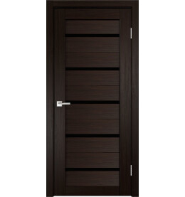 Дверь межкомнатная Х-3 Экошпон, Венге, остекленная, лакобель чёрный, царговая