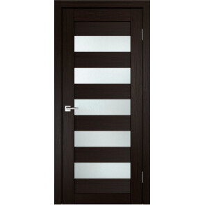 Дверь межкомнатная Х-4 Экошпон Венге, остекленная, сатинат белый, царговая