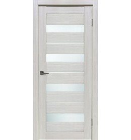 Дверь межкомнатная Х-5 Экошпон, Белая лиственница, остекленная, сатинат белый, царговая
