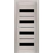 Дверь межкомнатная Х-5 Экошпон Белая лиственница, остекленная, лакобель чёрный, кромка нет, царговая