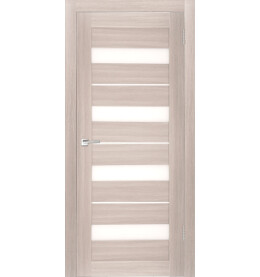 Дверь межкомнатная Х-5 Экошпон, Кремовая лиственница, остекленная, сатинат белый, царговая