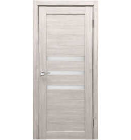 Дверь межкомнатная Х-6 Экошпон, Белая лиственница, остекленная, сатинат белый, царговая