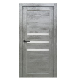 Дверь межкомнатная Х-6 Экошпон, Бетон светлый, остекленная, сатинат белый, царговая