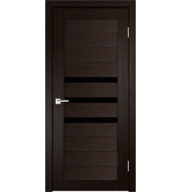 Дверь межкомнатная Х-6 Экошпон, Грей, остекленная, лакобель чёрный, царговая