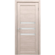 Дверь межкомнатная Х-6 Экошпон Кремовая лиственница, остекленная, сатинат белый, кромка нет, царговая