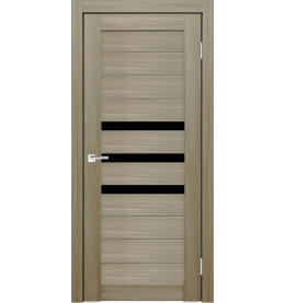 Дверь межкомнатная Х-6 Экошпон, Неаполь, остекленная, лакобель чёрный, царговая