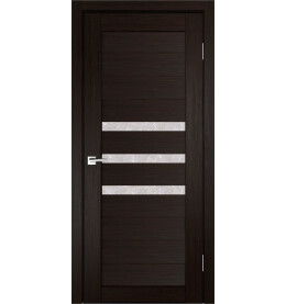 Дверь межкомнатная Х-6 Экошпон, Венге, остекленная, гранит прозрачный, царговая