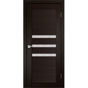 Дверь межкомнатная Х-6 Экошпон Венге, остекленная, гранит прозрачный, царговая