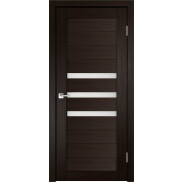 Дверь межкомнатная Х-6 Экошпон Венге, остекленная, сатинат белый, кромка нет, царговая