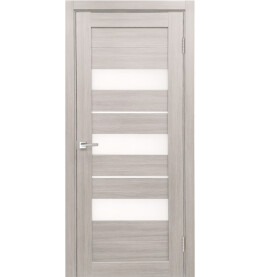 Дверь межкомнатная Х-7 Экошпон, Белая лиственница, остекленная, сатинат белый, царговая