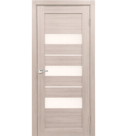 Дверь межкомнатная Х-7 Экошпон, Кремовая лиственница, остекленная, сатинат белый, царговая