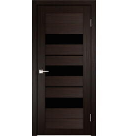 Дверь межкомнатная Х-7 Экошпон, Венге, остекленная, лакобель чёрный, царговая