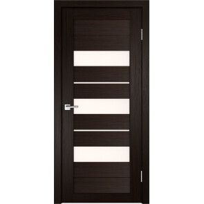 Дверь межкомнатная Х-7 Экошпон Венге, остекленная, сатинат белый, царговая