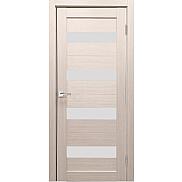 Дверь межкомнатная Х-8 Экошпон, Кремовая лиственница, остекленная, сатинат белый, царговая