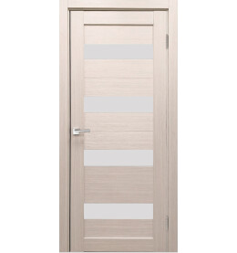 Дверь межкомнатная Х-8 Экошпон, Кремовая лиственница, остекленная, сатинат белый, царговая