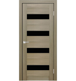 Дверь межкомнатная Х-8 Экошпон, Неаполь, остекленная, лакобель чёрный, царговая