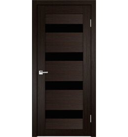 Дверь межкомнатная Х-8 Экошпон, Венге, остекленная, лакобель чёрный, царговая