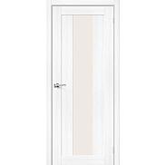 Дверь межкомнатная из эко шпона «Порта-25» Snow Veralinga остекление Сатинато белое