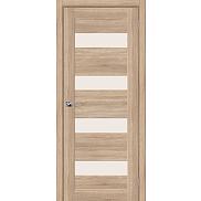 Дверь межкомнатная Порта-23 Экошпон Light Sonoma, остекленная, сатинат белый, царговая
