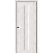 Дверь межкомнатная из эко шпона «Порта-24» Bianco Veralinga остекление Сатинато белое
