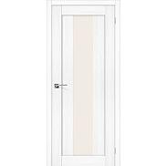 Дверь межкомнатная из эко шпона «Порта-25 alu» Snow Veralinga остекление Сатинато белое