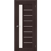 Дверь межкомнатная из эко шпона «Порта-27» Wenge Veralinga остекление Сатинато белое