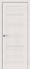 Дверь межкомнатная из эко шпона «Порта-28» Bianco Veralinga остекление Сатинато белое