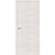 Дверь межкомнатная из эко шпона «Порта-29» Bianco Veralinga остекление Сатинато белое