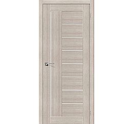 Дверь межкомнатная из эко шпона «Порта-29» Cappuccino Veralinga остекление Сатинато белое