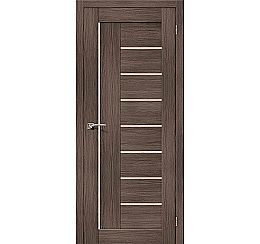 Дверь межкомнатная из эко шпона «Порта-29» Grey Veralinga остекление Сатинато белое