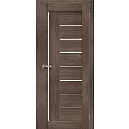 Дверь межкомнатная из эко шпона «Порта-29» Grey Veralinga остекление Сатинато белое