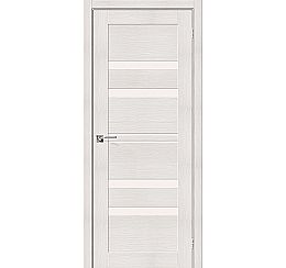 Дверь межкомнатная из эко шпона «Порта-30» Bianco Veralinga остекление Сатинато белое