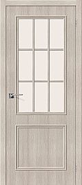 Дверь межкомнатная из эко шпона «Симпл-13» Cappuccino Veralinga остекление Сатинато белое