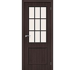 Дверь межкомнатная из эко шпона «Симпл-13» Wenge Veralinga остекление Сатинато белое