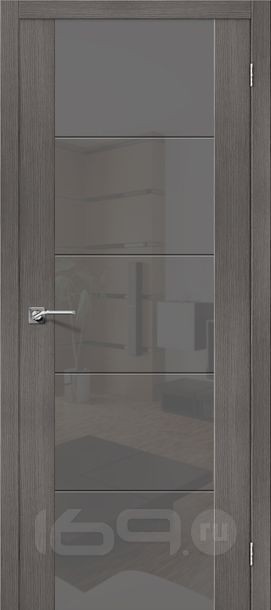 Дверь межкомнатная V4 S Экошпон, Grey Veralinga, остекленная, царговая