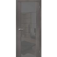 Дверь межкомнатная из эко шпона "V4 S" Grey Veralinga остекление Lacobel серый
