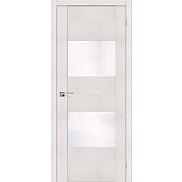 Дверь межкомнатная VG2 WW Экошпон Bianco Veralinga, остекленная, лакобель белый, царговая