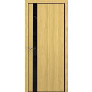 Дверь межкомнатная "К-2 TOPPAN"  Дуб натуральный, вставка Лакобель чёрный, кромка ABS